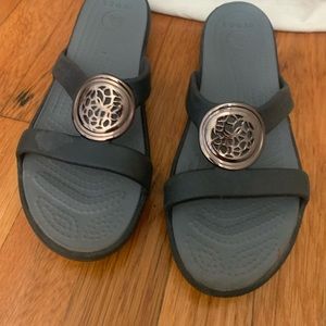 Black Croc Sandals